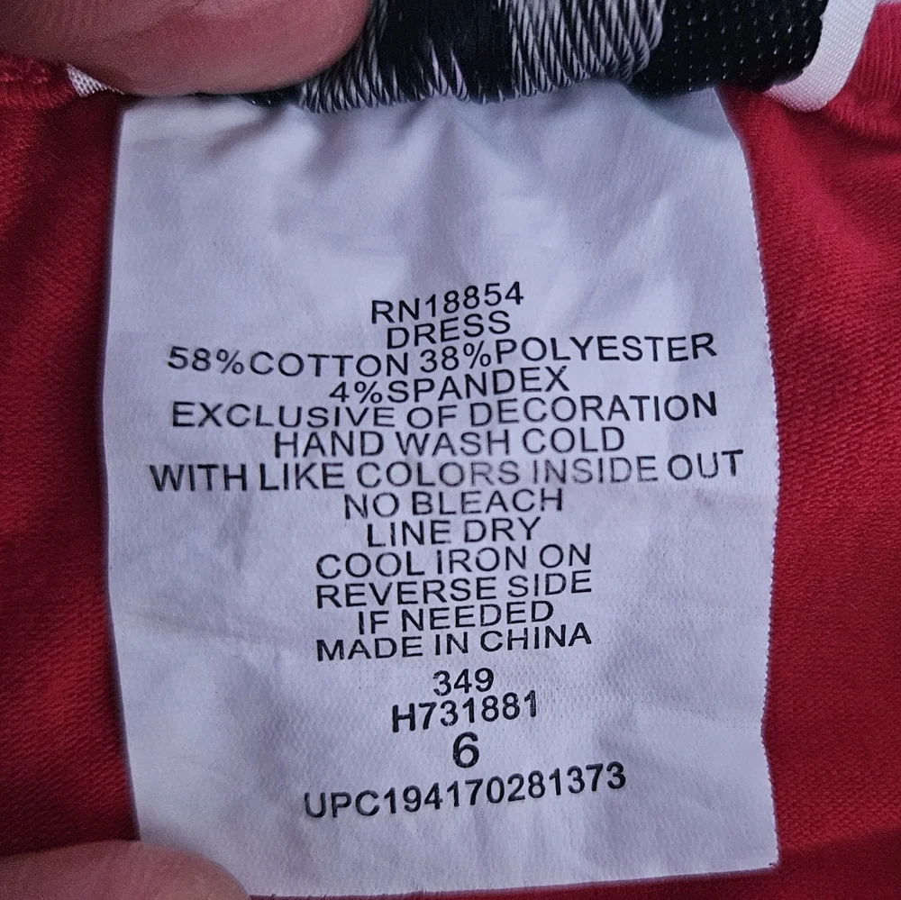 Rare Editions Red Christmas Holiday Dress with Candy Cane Design (Pre-Ow)